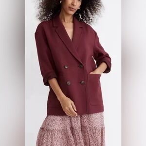 MADEWELL Women's Hayfield‎ Double-Breasted Oversized Blazer Vintage Mulberry S